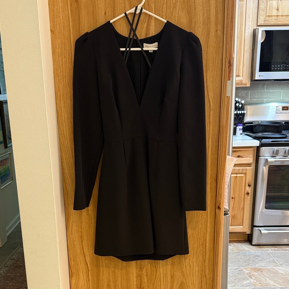 Gianni Bini Black Long-Sleeve V-Neck Mini Dress